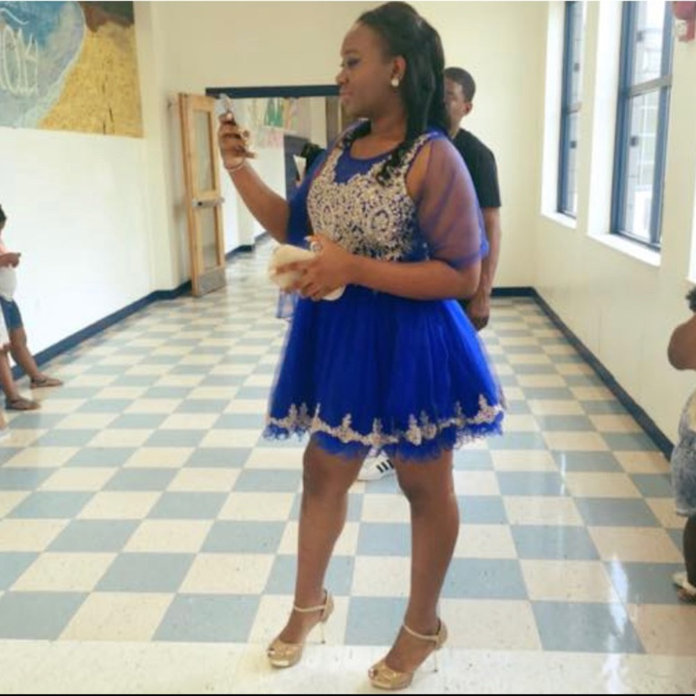 Royal blue & gold cachet dress